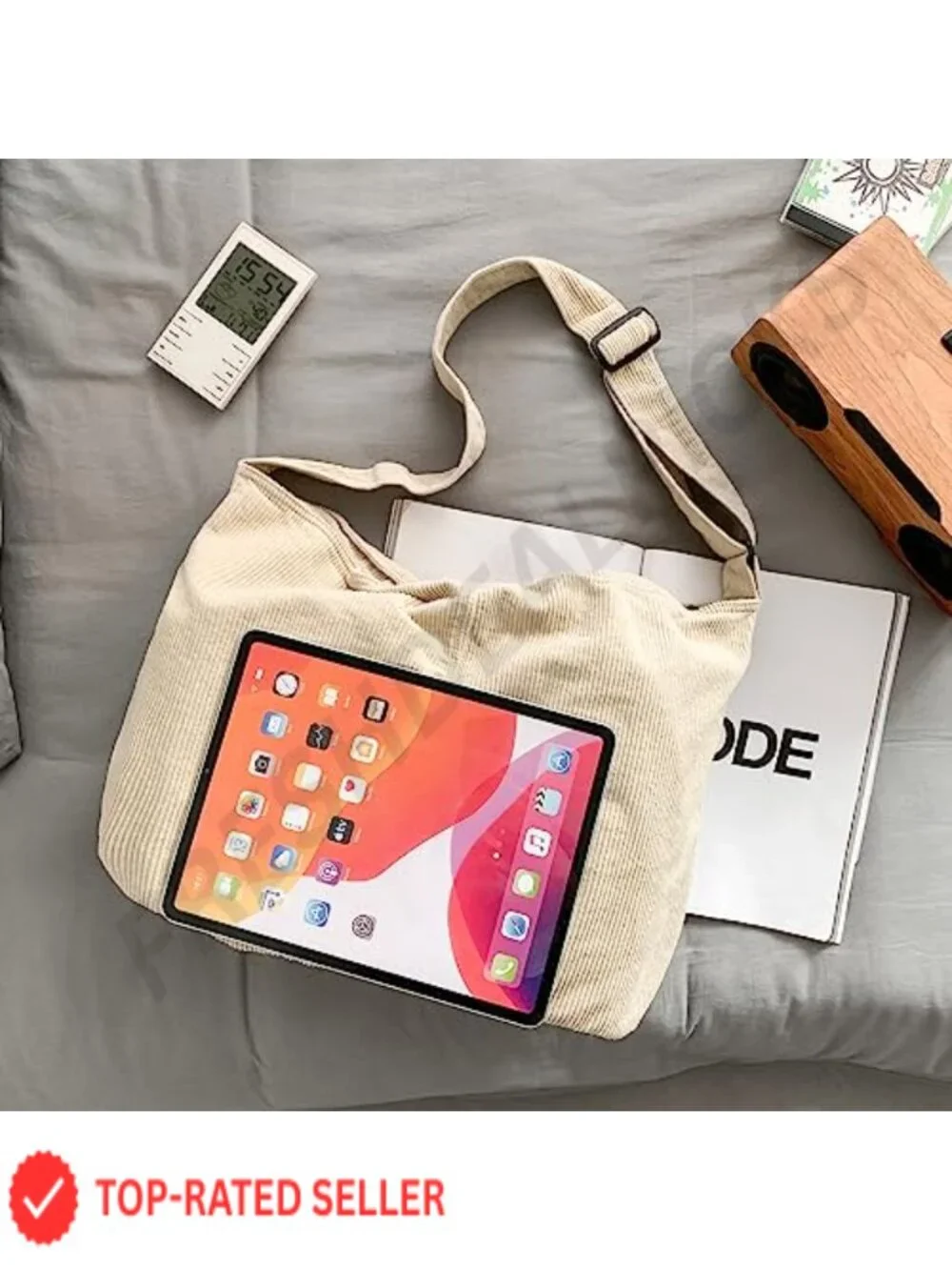 Corduroy Tote Bag Women's Shoulder Handbag Hobo Large Capacity Work Shopping